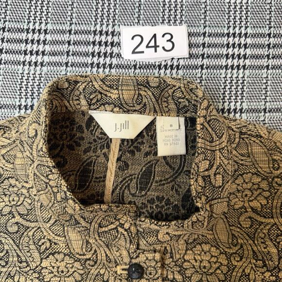 J. Jill Women’s Blazer Brown Tonal Floral Tapestry Button-Up Jacket Size 8 - Picture 9 of 9